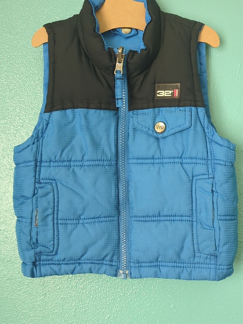 32 Degrees Blue and Black Quilted Reversible Kids Puffer Vest